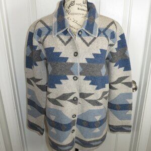 Jones New York Country Cardigan Sweater Southwestern Aztec Lambswool Small